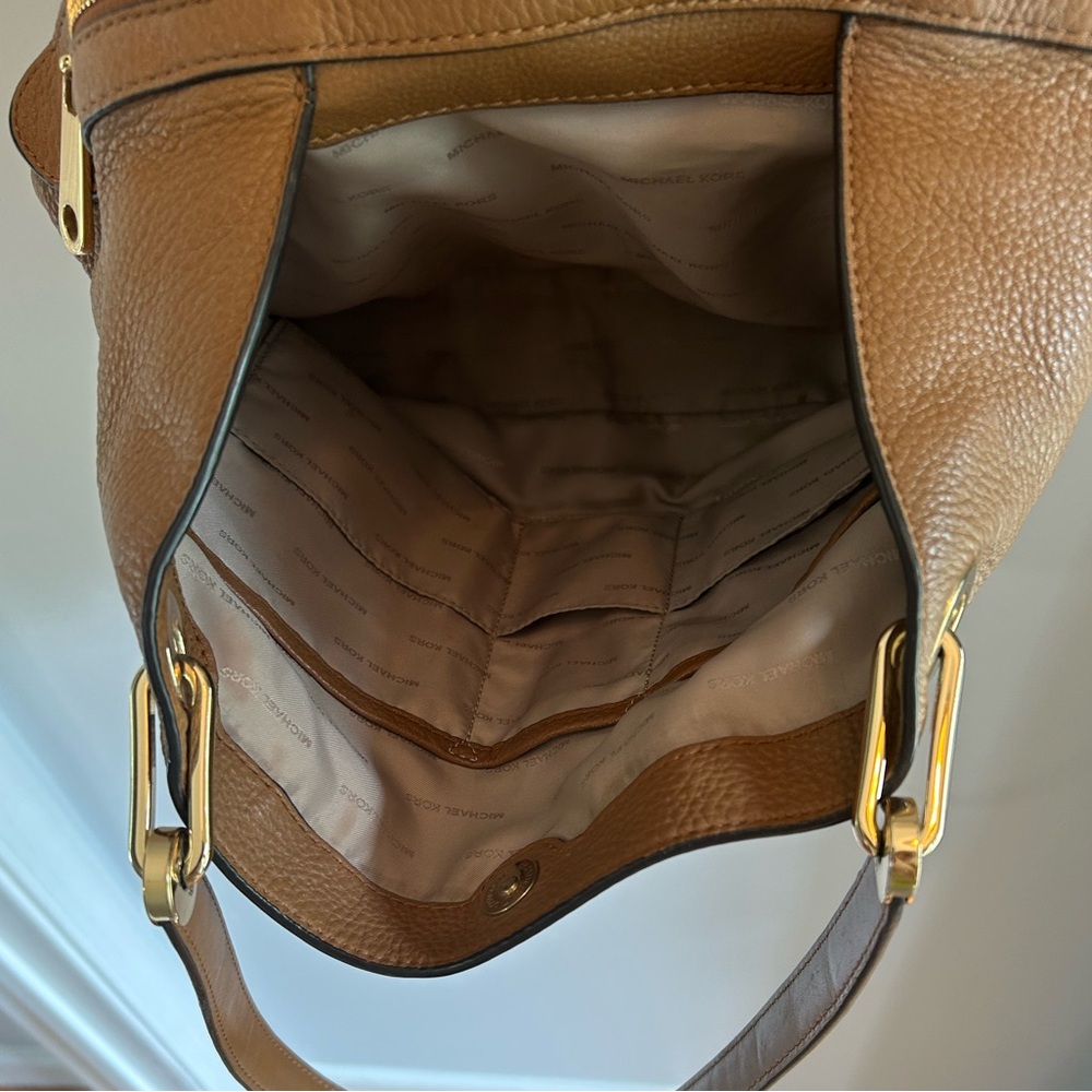 Michael Kors Raven Tote Large Shoulder Bag Acorn (brown) Pebbled Leather Gold - Picture 6 of 16